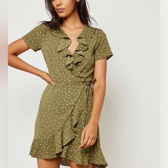 Green Wrap Dress - Picture 2 of 3